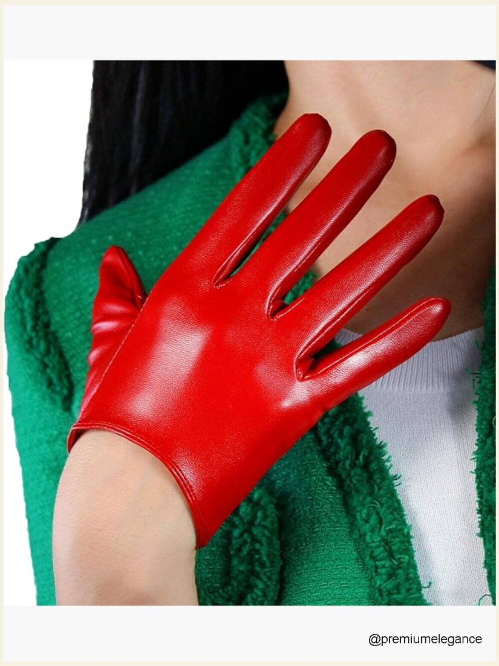 Women's Short Faux Leather Driving Gloves 16cm Half Palm PU Evening Costume